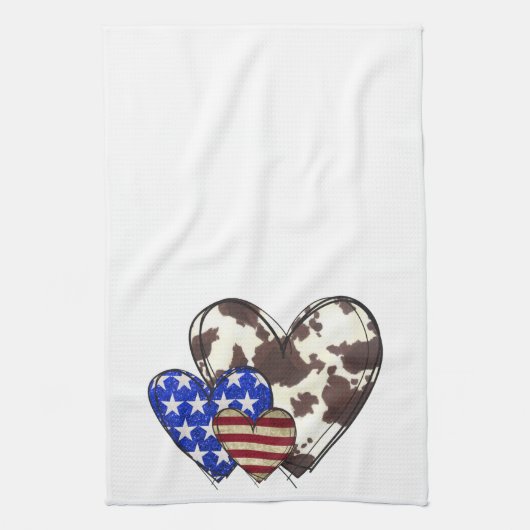 Patriotische Herzen Geschirrtuch (Vertikal)