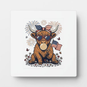 Patriotische Highland-Kuh-Bazillus-Vintage-Stich Fotoplatte