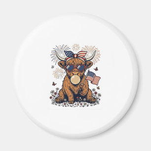 Patriotische Highland-Kuh-Bazillus-Vintage-Stich Magnet