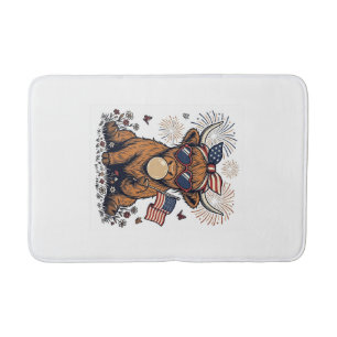 Patriotische Highland-Kuh-Bubble-Gum-Vintage-Stich Badematte