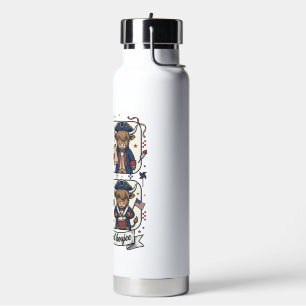 Patriotische Highland-Kuh Rot Weiß und Boujee Trinkflasche