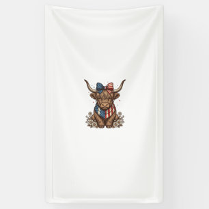 Patriotische Highland-Kuh Vintage Banner