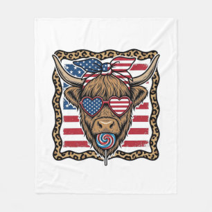 Patriotische Highland-Kuh Vintage-Flagge Grafik_1 Fleecedecke