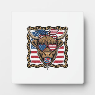 Patriotische Highland-Kuh Vintage-Flagge Grafik_1 Fotoplatte