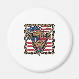 Patriotische Highland-Kuh Vintage-Flagge Grafik_1 Magnet