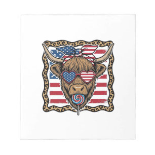 Patriotische Highland-Kuh Vintage-Flagge Grafik_1 Notizblock