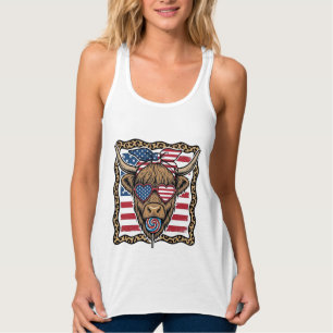 Patriotische Highland-Kuh Vintage-Flagge Grafik_1 Tank Top