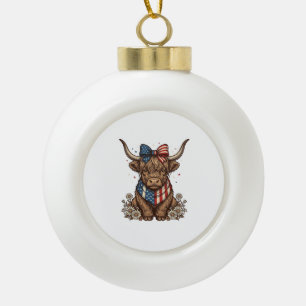 Patriotische Highland-Kuh Vintage Keramik Kugel-Ornament
