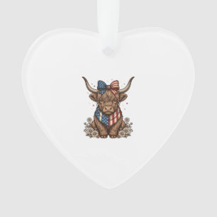 Patriotische Highland-Kuh Vintage Ornament