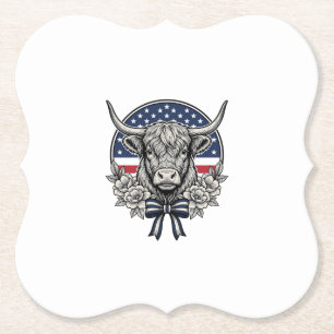 Patriotische Highland-Kuh Vintage-Stich-Kunst_1 Untersetzer