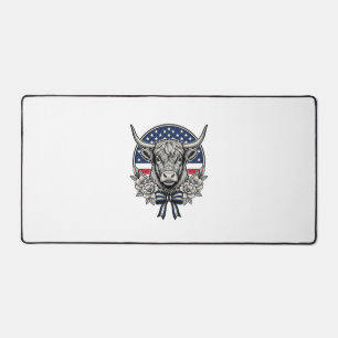 Patriotische Highland-Kuh Vintage-Stichkunst_1 Schreibtischunterlage