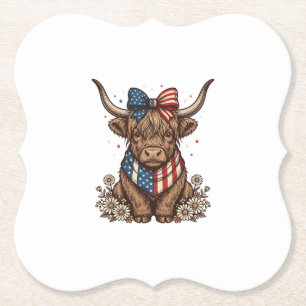 Patriotische Highland-Kuh Vintage Untersetzer