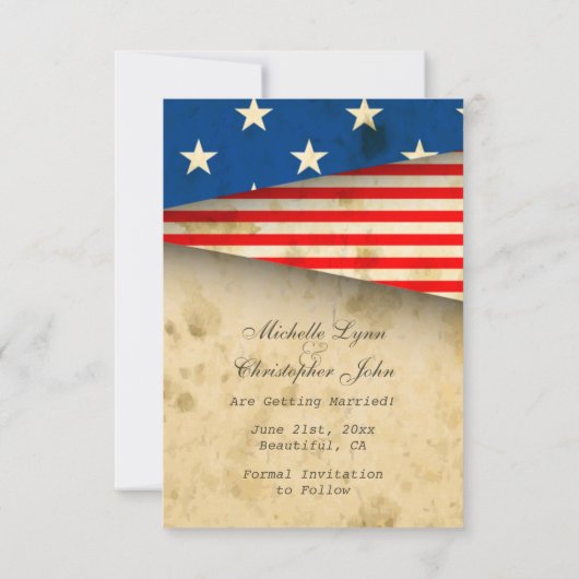 Patriotische Hochzeit der US-Flagge Save the Date Einladung (Rückseite)