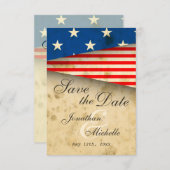 Patriotische Hochzeit unter Vintager amerikanische Save The Date (Vorne/Hinten)
