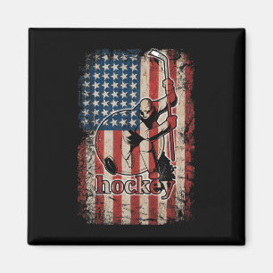 Patriotische Hockeyflagge USA Amerikanisch für Hoc Magnet