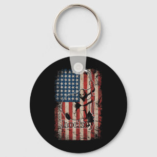Patriotische Hockeyflagge USA Amerikanisch für Hoc Schlüsselanhänger