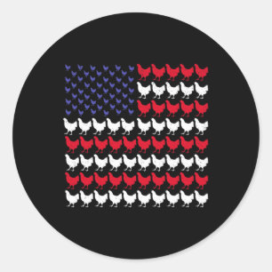 Patriotische Hühner-Bauer 4. Juli American Fla Runder Aufkleber