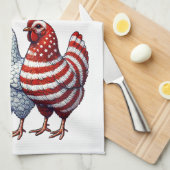 Patriotische Hühner Geschirrtuch (Viertel Falte)