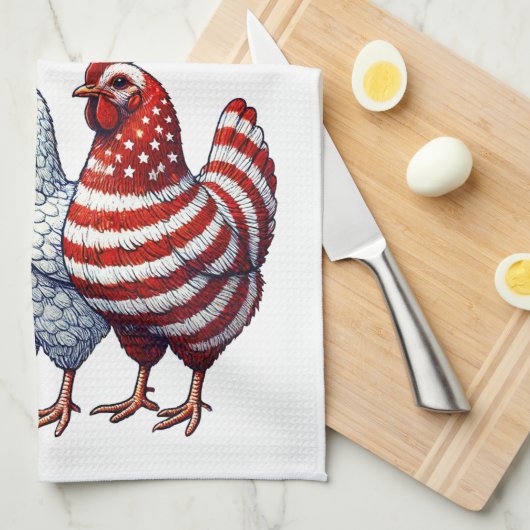 Patriotische Hühner Geschirrtuch (Viertel Falte)