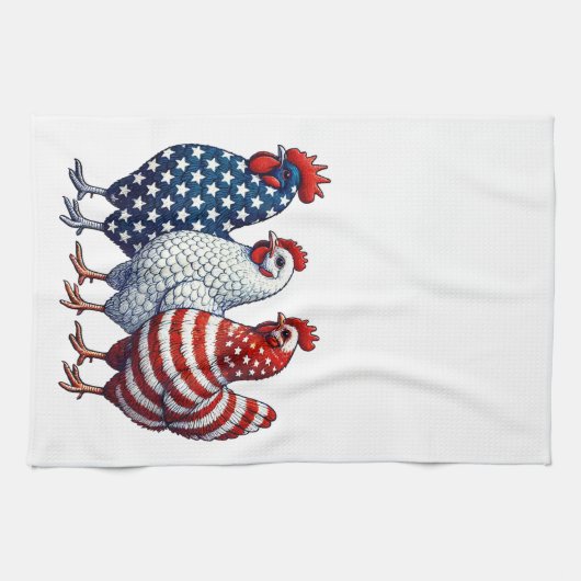 Patriotische Hühner Geschirrtuch (Horizontal)