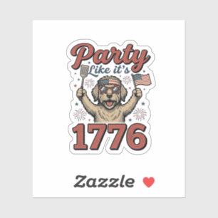 Patriotische Hund Party wie Es ist 1776 Vintage-Sh Aufkleber