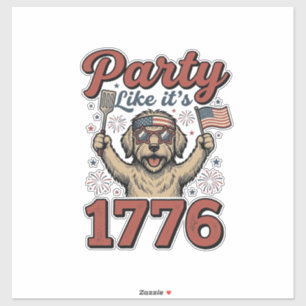 Patriotische Hund Party wie Es ist 1776 Vintage-Sh Aufkleber