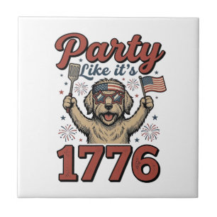 Patriotische Hund Party Wie Es Ist 1776 Vintage-Sh Fliese