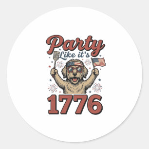 Patriotische Hund Party wie Es ist 1776 Vintage-Sh Runder Aufkleber