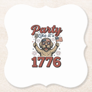Patriotische Hund Party wie Es ist 1776 Vintage-Sh Untersetzer