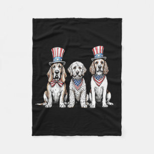 Patriotische Hunde 4. Juli Amerikanische Flagge Ha Fleecedecke