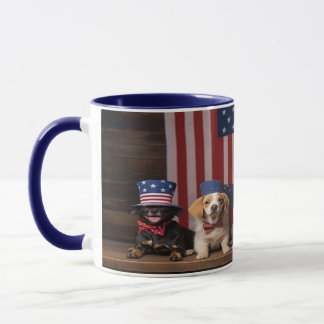 Patriotische Hunde 4. Juli Tasse
