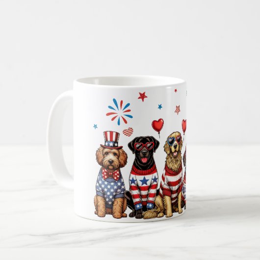 Patriotische Hunde Kaffeetasse (Vorderseite Links)