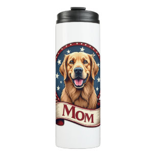 Patriotische Hunde-Mama Golden Retriever Vintage T Thermosbecher