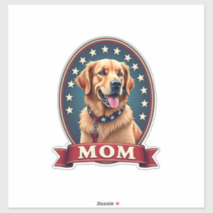 Patriotische Hunde-Mutter Golden Retriever Vintage Aufkleber