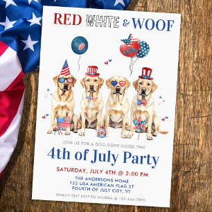 Patriotische Hunde Party Red White & Woof 4. Juli Einladung
