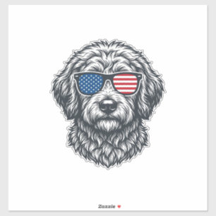 Patriotische Hunde-Sonnenbrille Vintage Aufkleber