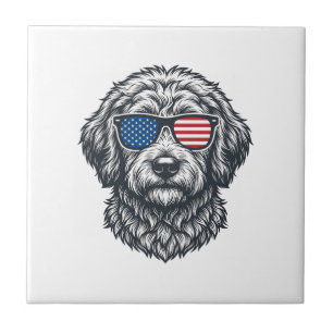 Patriotische Hunde-Sonnenbrille Vintage Fliese