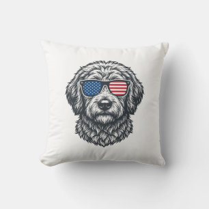 Patriotische Hunde-Sonnenbrille Vintage Kissen