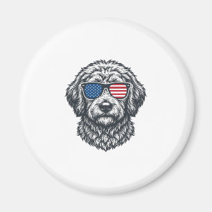 Patriotische Hunde-Sonnenbrille Vintage Magnet