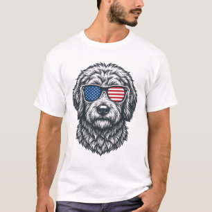 Patriotische Hunde-Sonnenbrille Vintage T-Shirt