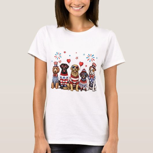 Patriotische Hunde T-Shirt (Vorderseite)