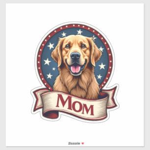 Patriotische Hundemutter Golden Retriever Vintage  Aufkleber
