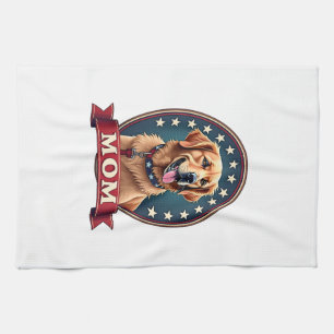 Patriotische Hundemutter Golden Retriever Vintage  Geschirrtuch