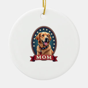 Patriotische Hundemutter Golden Retriever Vintage  Keramik Ornament