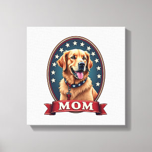 Patriotische Hundemutter Golden Retriever Vintage  Leinwanddruck