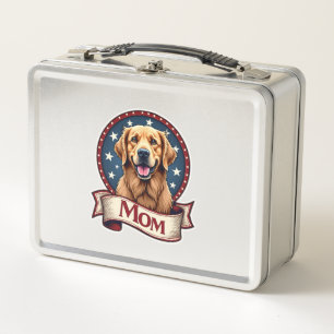 Patriotische Hundemutter Golden Retriever Vintage  Metall Brotdose