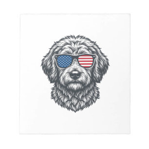 Patriotische Hundesonnenbrille Vintage Notizblock