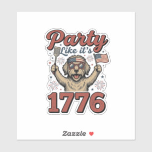 Patriotische Hundparty wie 1776 Vintage-Shirt D Aufkleber