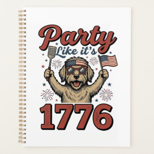 Patriotische Hundparty wie 1776 Vintage-Shirt D Planer