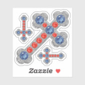 "Patriotische" Imitate Sapphire-Ruby-Silver Crosse Aufkleber (Blatt)